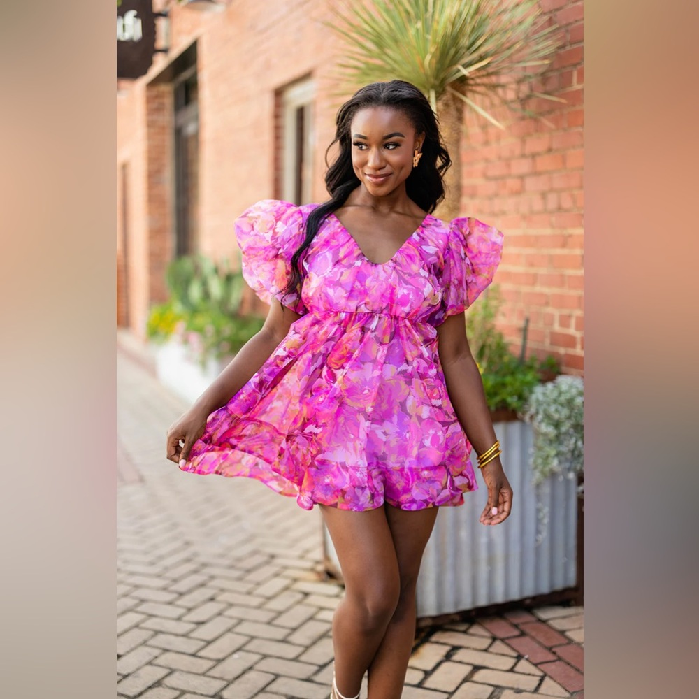 NWT-HOLLIS PUFF SLEEVE MINI DRESS - OFF TO PARADISE(S)